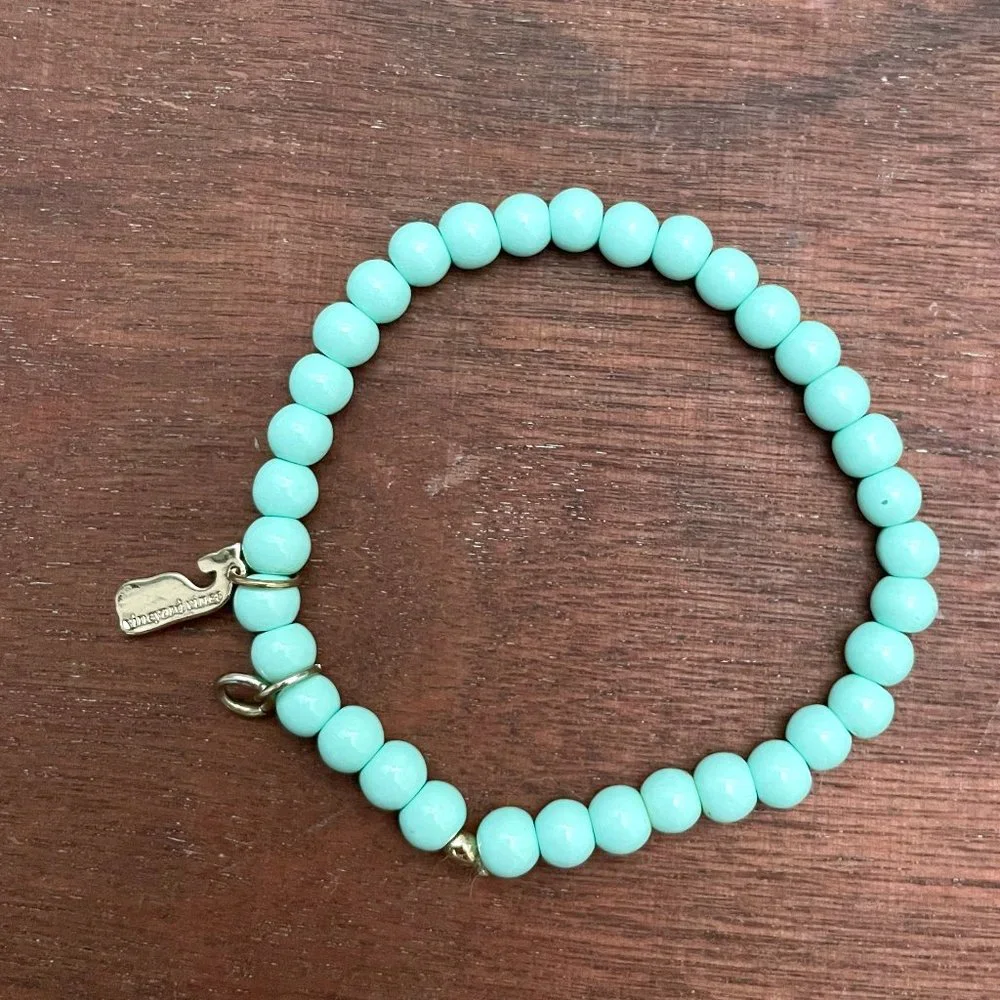 Vineyard Vines Seafoam Beaded Bracelet with Whale Charm